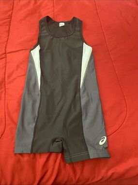 Asics Black, Gray & White Wrestling Singlet